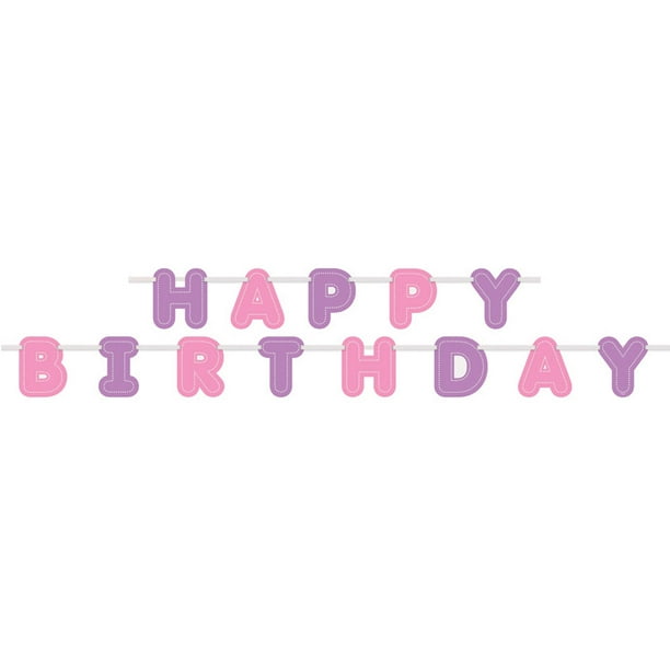 Happy Birthday Banner 9 Ft Purple And Pink 1ct Walmart Com Walmart Com