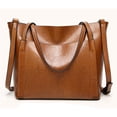 thumbnail image 4 of Bolso de cuero suave con cera de aceite para mujer, bandolera informal, color negro y verde, a la moda, novedad, 4 of 5