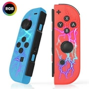 Wireless Controller for Nintendo Switch Controller, (L/R)Joy-Con with RGB, 18H Playtime, Vibration/Screenshot/Motion Control/Wake-up, for Switch/Lite/OLED, Red & Blue