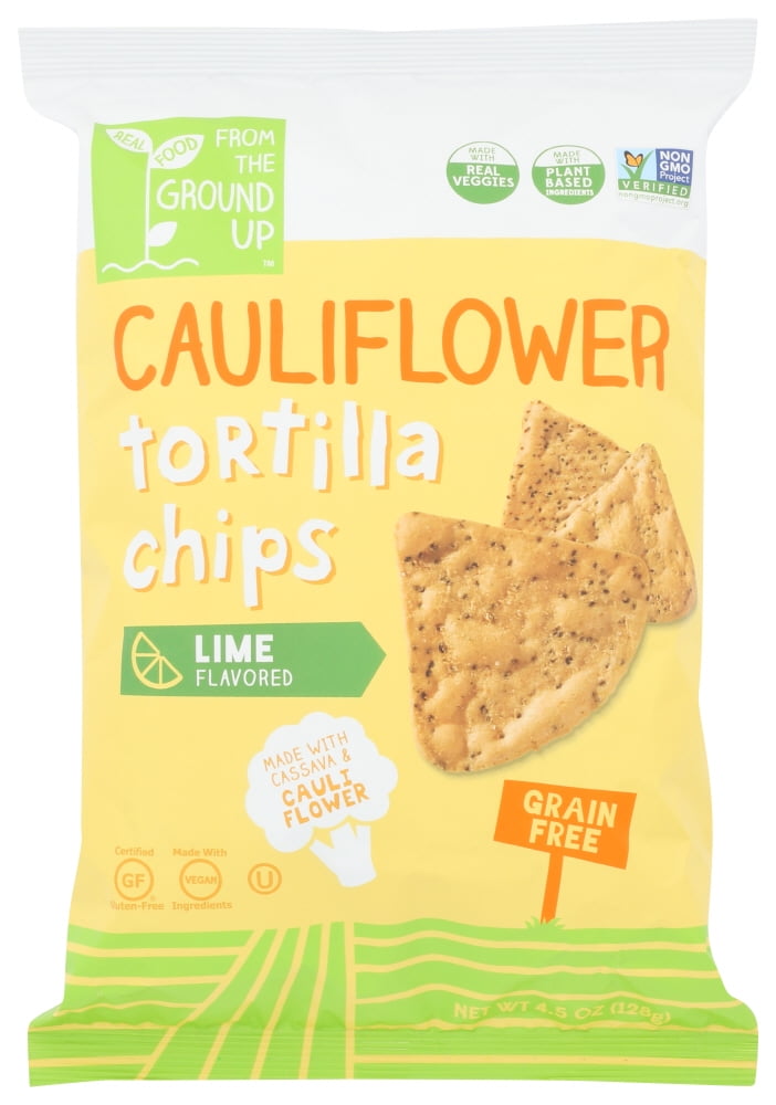 From The Ground Up Lime Flavored Cauliflower Tortilla Chips, 4.5 Oz