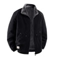 thumbnail image 3 of Men’s Corduroy Jacket Winter Wind-Proof Fleece Lined Collared Vintage Coat (Black XXXXL), 3 of 4