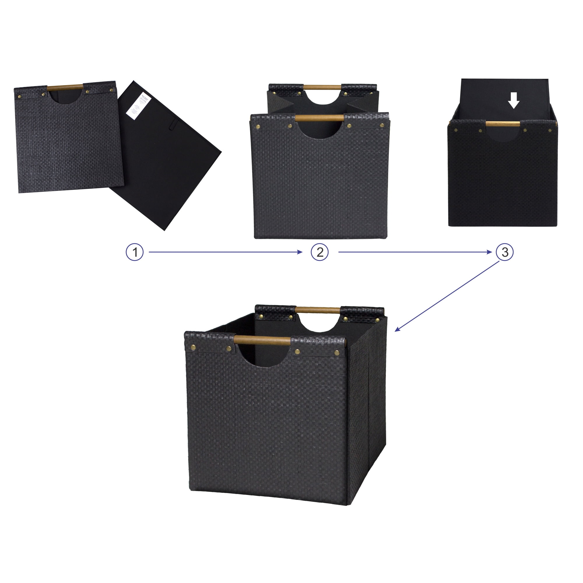 Better Homes & Gardens Collapsible Woven Cube Storage Bin, Black