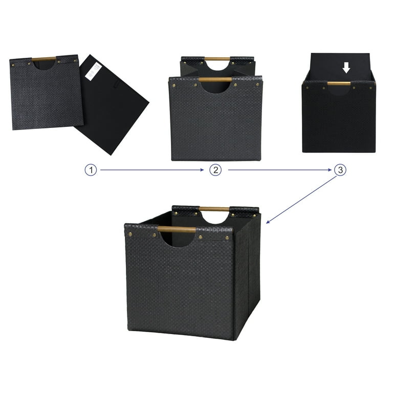 Better Homes & Gardens Collapsible Woven Cube Storage Bin, Black