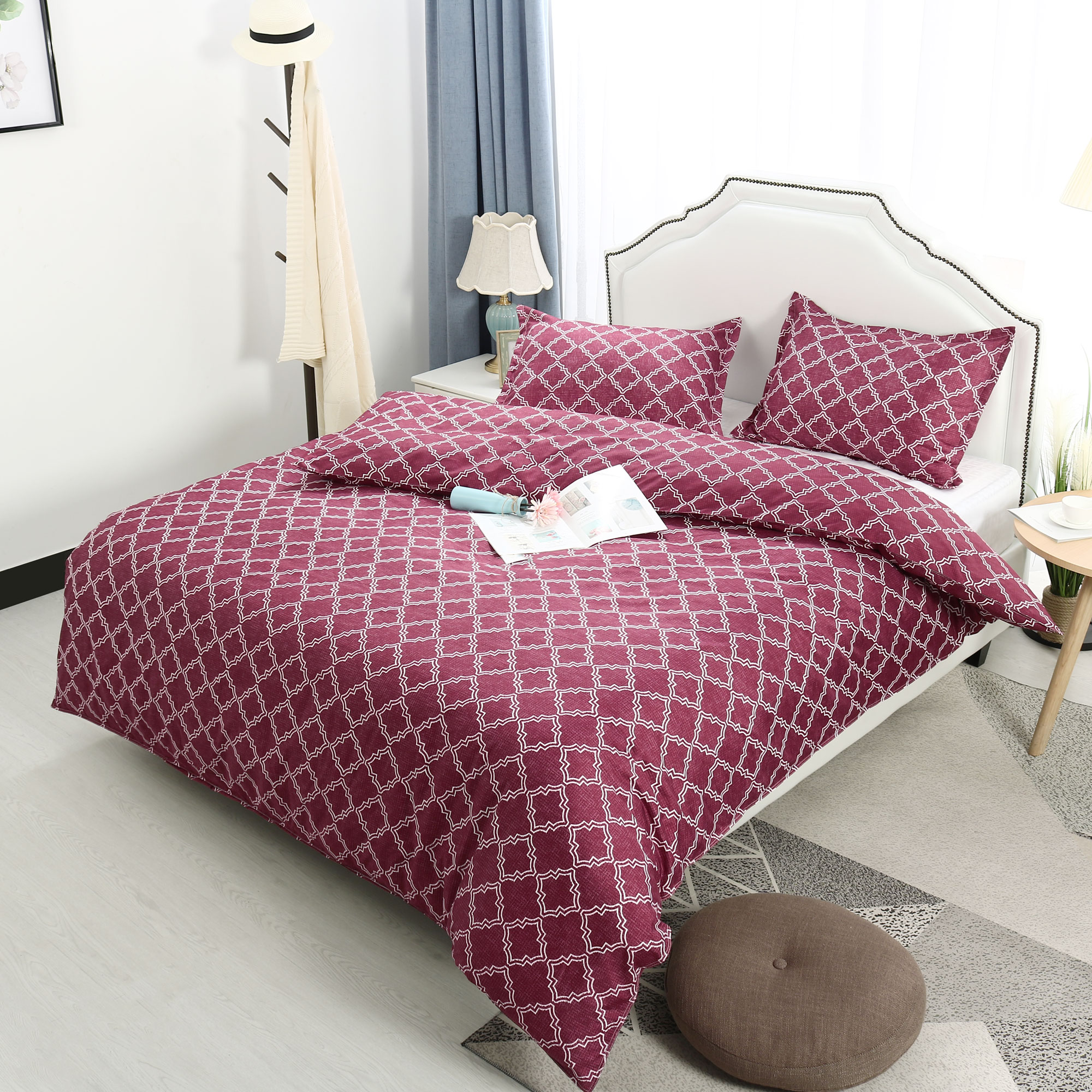 Elegant Lattice Pattern 3pcs Duvet Cover Set Bedding Sets with