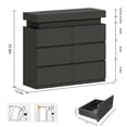thumbnail image 4 of NYBOPAVIS 6 Drawer Dresser for Bedroom, 39" Wide Black Wooden Dresser for Clothes, Modern Chest of Drawers with Flip Top Storage, LED Lights & Charging Station for Closet, Living Room, Entryway, 4 of 9