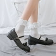thumbnail image 3 of White Socks for Women Winter Socks 1 Pair Ladies Socks Solid Color Lace Short Tube Mesh Hollow Out Socks Streetwear White, 3 of 5