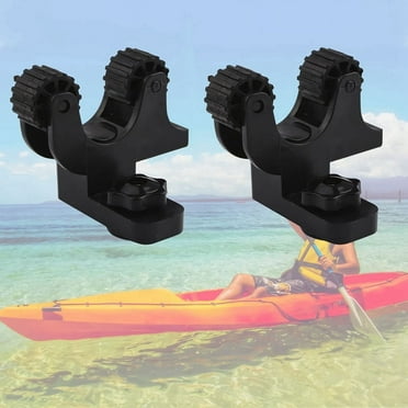 Kayak Paddle Holder, 2 Pcs Black Kayak Track Mount Paddle Holders Plastic Kayak Rail Paddle Clips Canoe Oar Holders