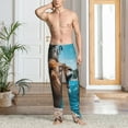 thumbnail image 2 of Sikiie Ice Blue Coastal Lion Mens Pajama Pants Sleep & Lounge Pants, PJ Bottoms With elastic waistb and Pockets XX-Large, 2 of 6