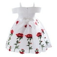 thumbnail image 2 of Vestido de niña, vestido de princesa con hombros descubiertos para niña, vestido de malla con bordado de rosas para niña, 2 of 5