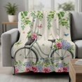 thumbnail image 2 of Farmhouse Spring Blanket Soft Cozy Warm Throw Blanket for Couch, Plush Fuzzy Flannel Fleece Blankets for Sofa, Retro Bicycles Flowers Vines Butterfly Bed Blankets Lightweight Gifts for Women, 50"x60", 2 of 9