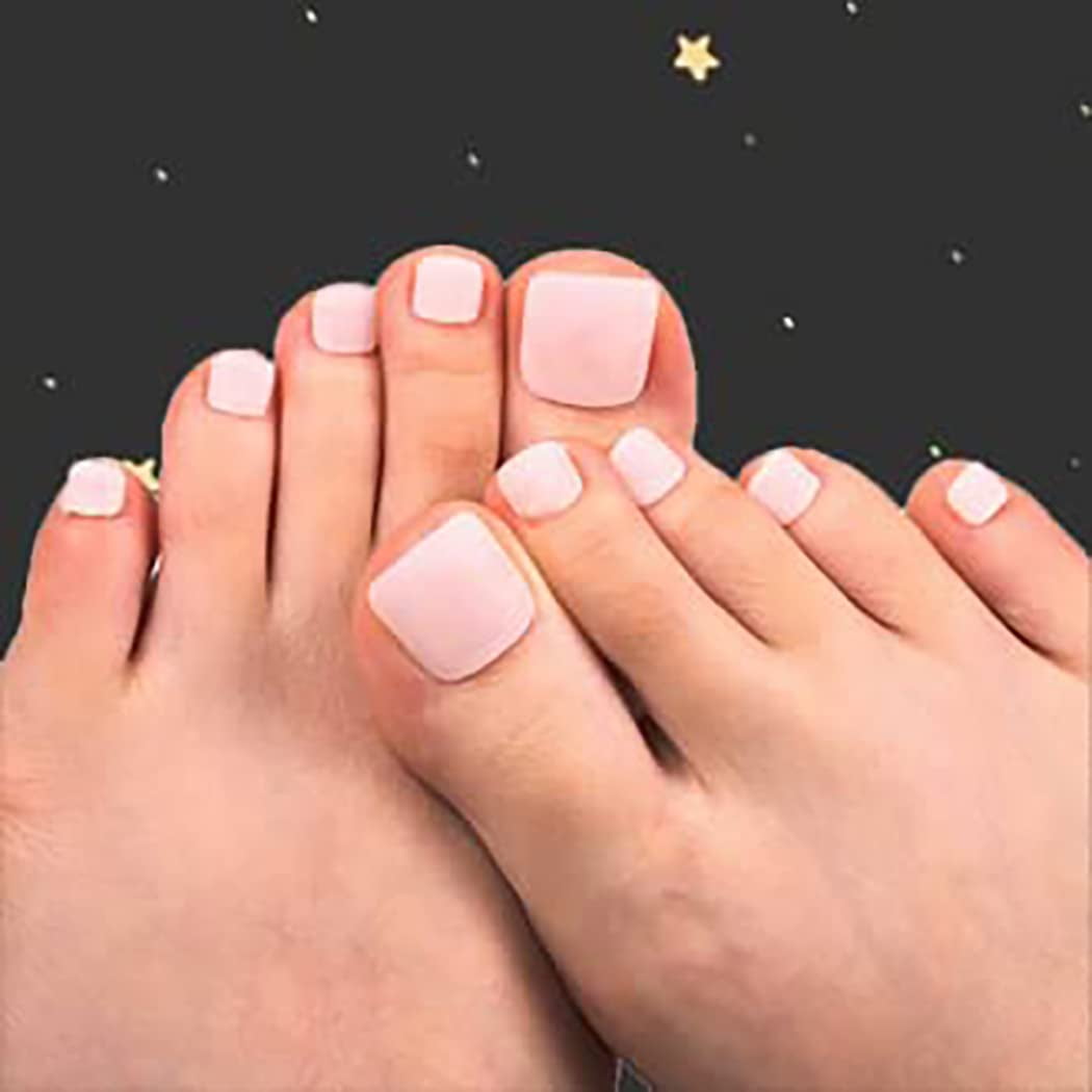 Pink Press on Toenails Short Square Fake Toenail Matte False Toe Nails