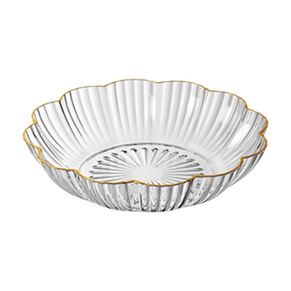 REZUOFI 1 Pcs Hammered Crystal Fruit Bowl with Gold Trim Stackable Serving Tray for Living Room Coffee Table Snack Candy Dish Centerpiece Decorative Plates