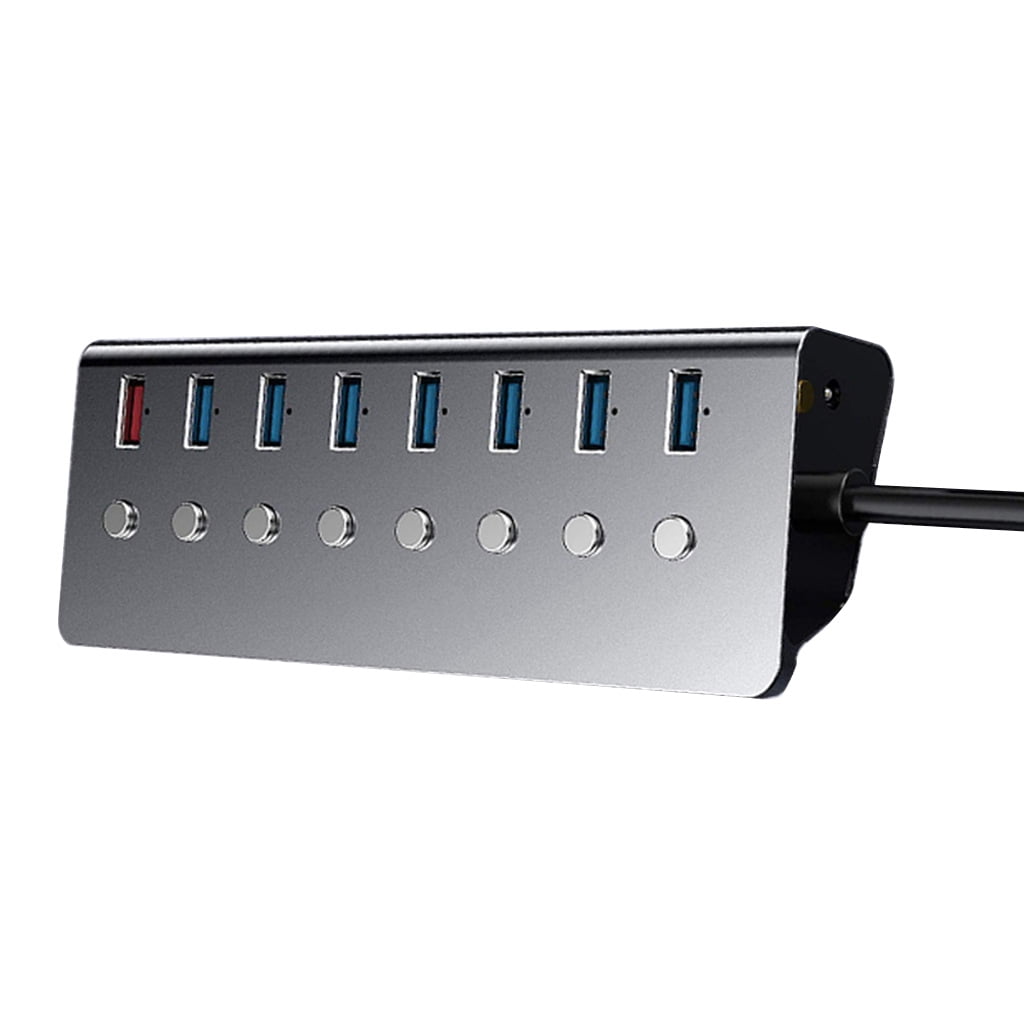 USB Hub 3.0, 7-Port USB Data Hub Splitter with 1 Charging Port and Individual On/Off Switches for Windows, for Mac, Linu