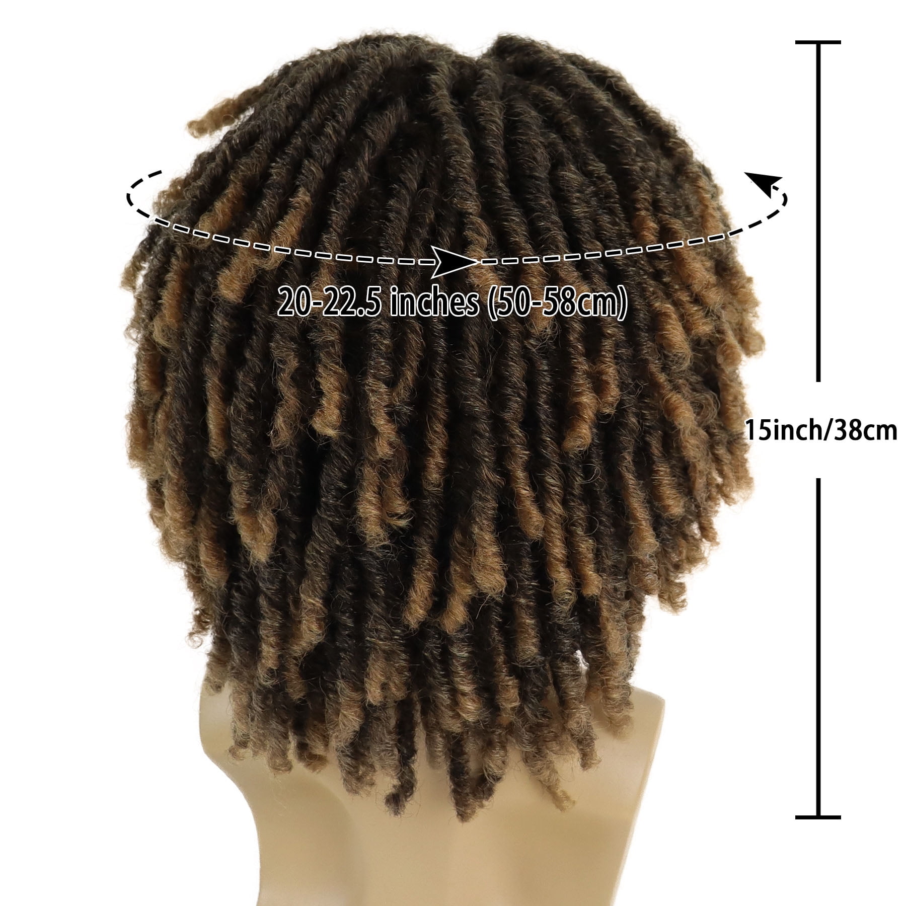 Short Dreadlocks Wigs for Men Braided Wig with Bangs in Synthetic Fiber T1B/27(Ombre Light Brown)