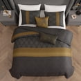 thumbnail image 5 of Bebejan Golden Hex 5 Piece Comforter Set, Queen, 100% Cotton Sateen, Reversible, All Season, Cozy Comfort, 5 of 11