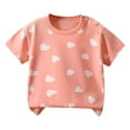 thumbnail image 3 of Toddler Kids Short Sleeve Heart Print T Shirt, Casual Round Neck Cotton Top for Boys & Girls 6M-6Y, Soft Breathable Summer Outfit, 3 of 3