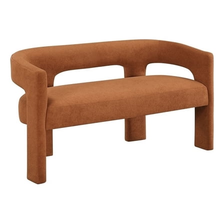 Lexicon Marais Boucle Fabric Dining Bench in Orange