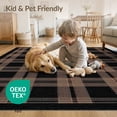 thumbnail image 4 of ODIKA 8'x10' Washable Area Rug Buffalo Plaid Farmhouse Tartan Design With Striped Border Accents for King Size Bedroom Under Bed, Master Suite, Non-Shedding, Easy Care, 4 of 7