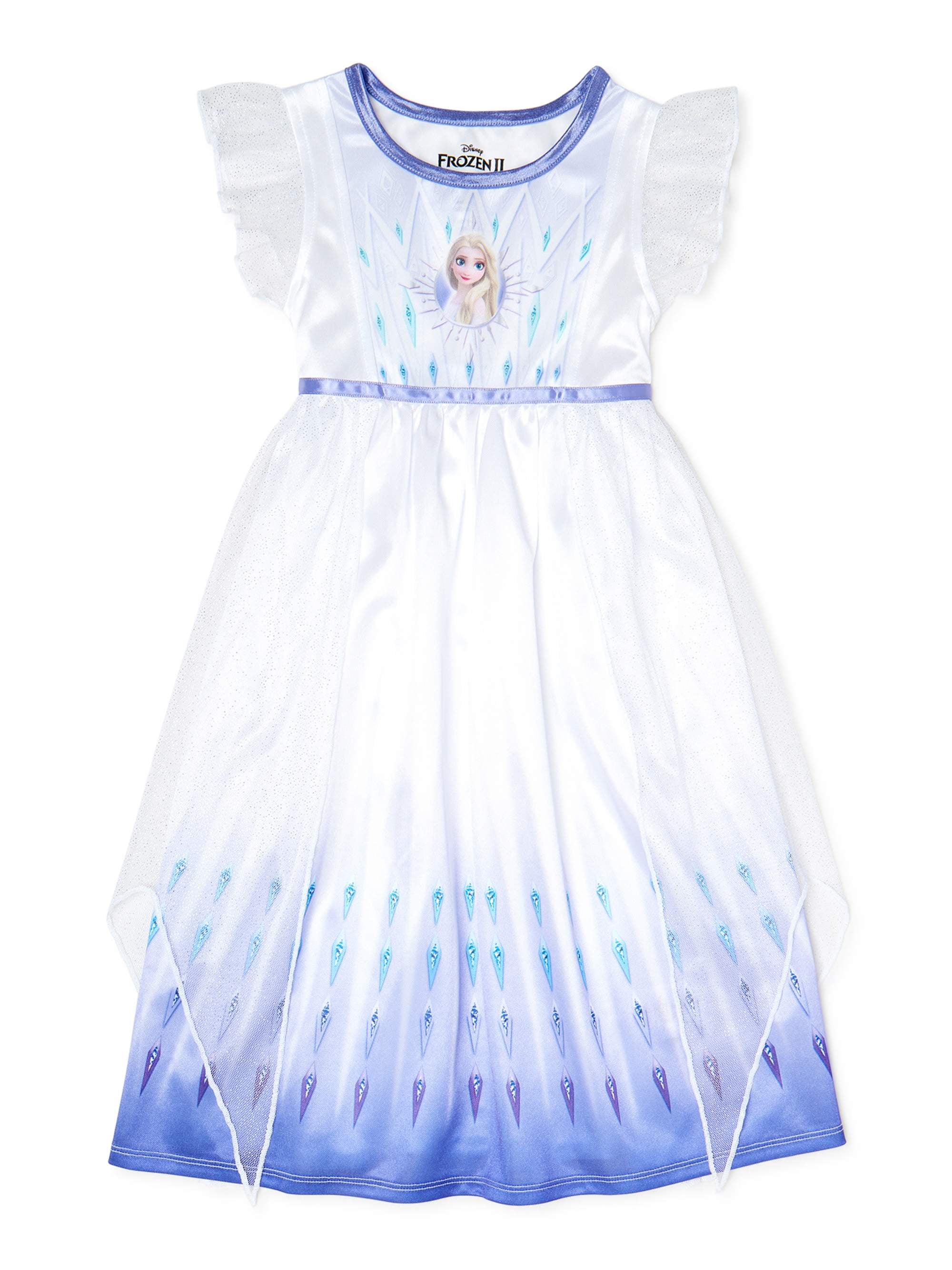 Freshbaffs Queen Snowflakes Maxi Dress Costume Party Fancy Dress with Accessories 7-8years