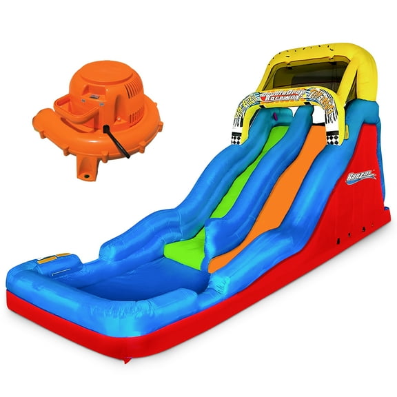 Banzai Double Drop Raceway 2 Lane Inflatable Outdoor Backyard Water Slide