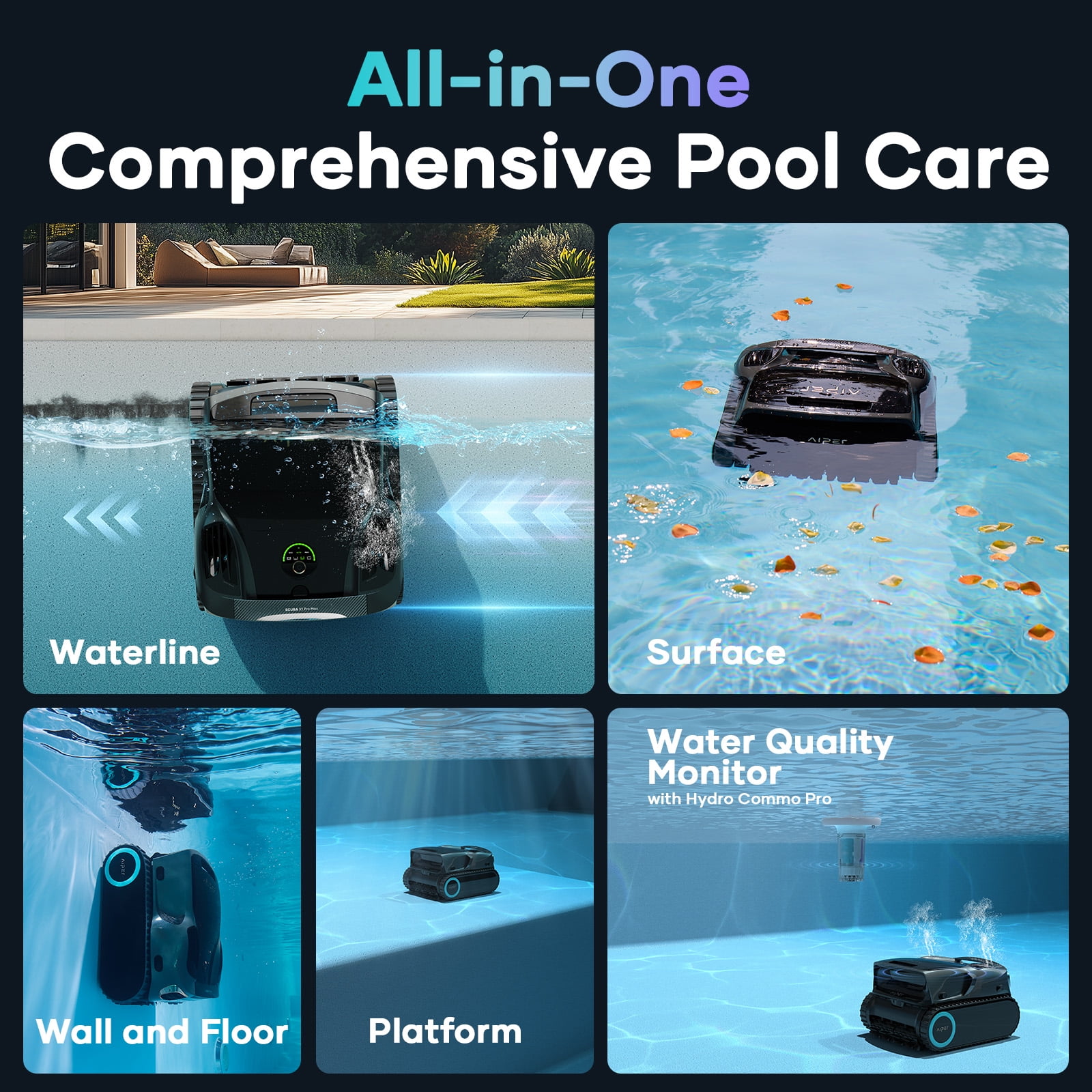 AIPER Scuba X1 Pro Max Automatic Cordless Pool Cleaner, Robotic Pool Skimmer