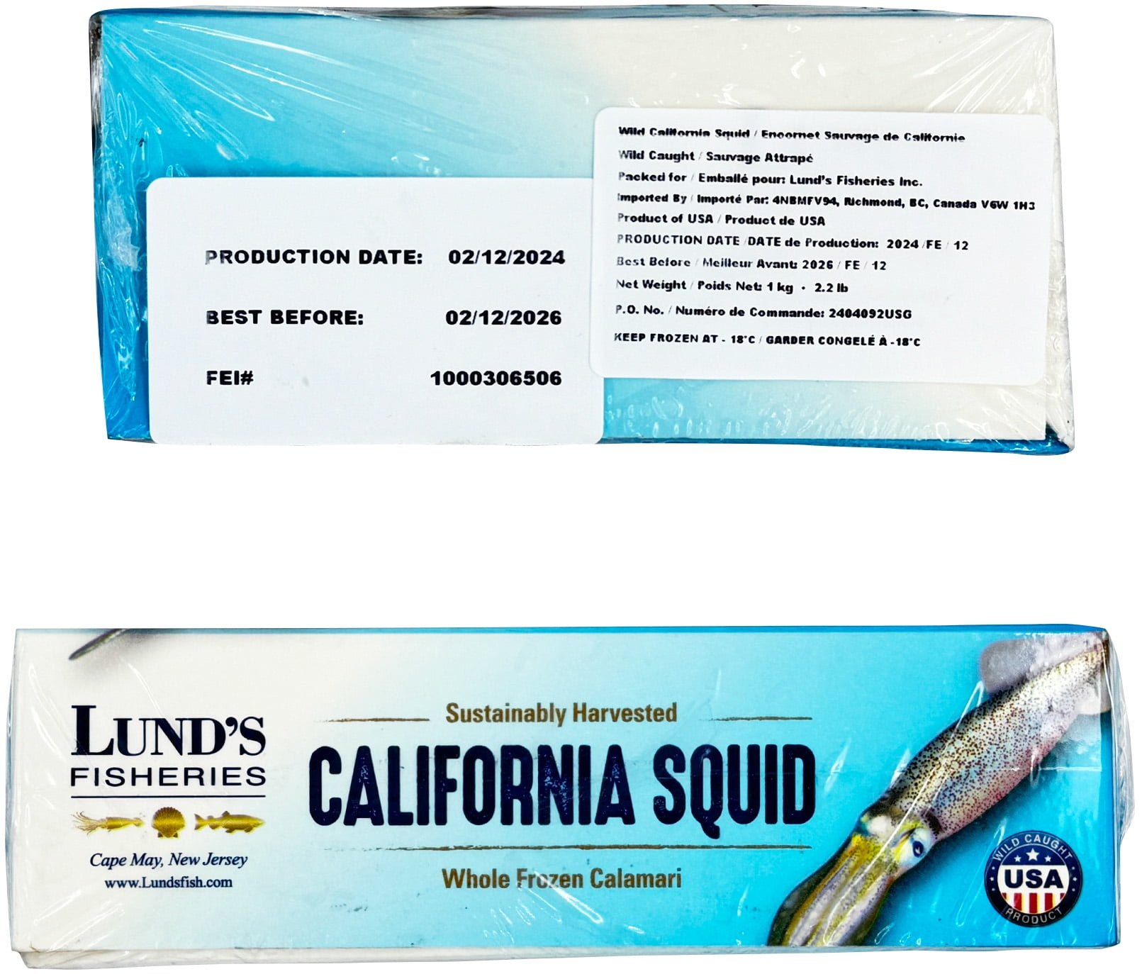 Lund's Wild Frozen California Squid 1kg, 1kg