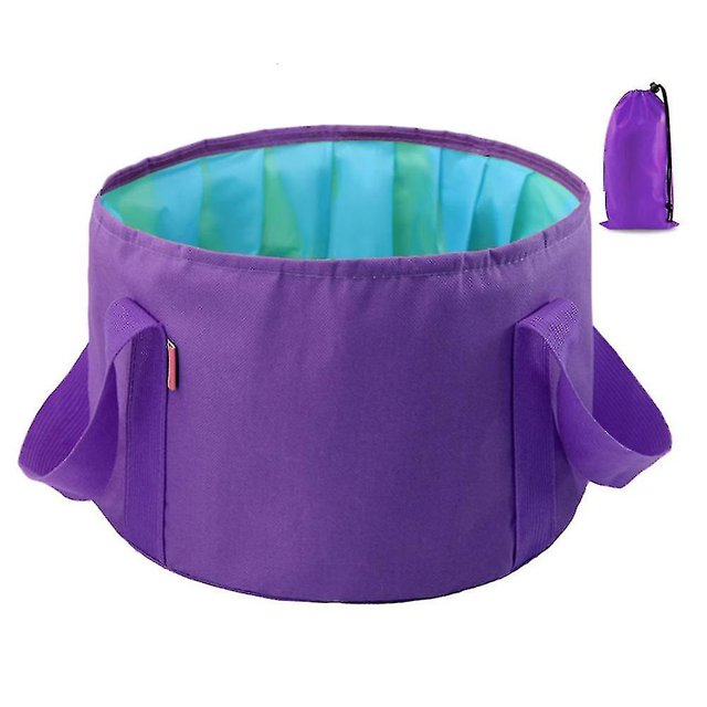 Paño de Oxford Homemiyn, cuenco plegable portátil de 14l, cubo portátil para acampar al aire libre (14l)(púrpura) Afortunado Sencillez