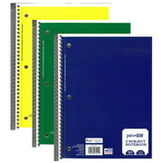 Pen + Gear 3 Pack 3 Subject 120 Sheets Wirebound Notebook, Wide Ruled