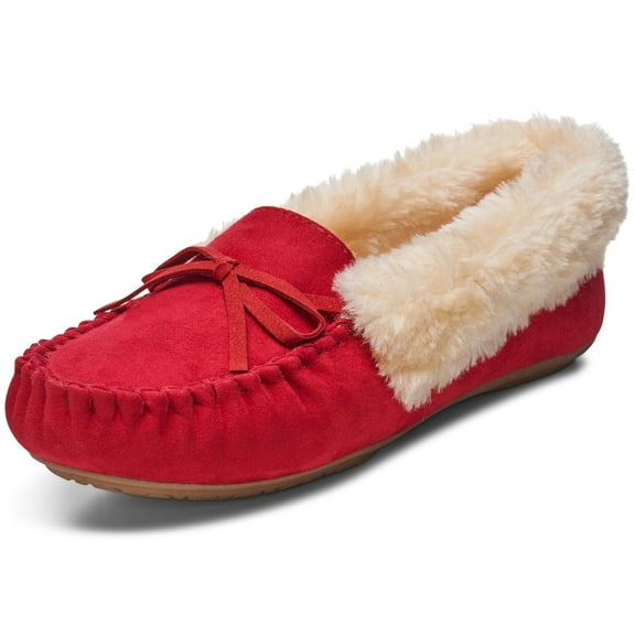 Alpine Swiss Leah Women’s Moccasin Slippers | Faux Fur Lined Slip-On House Shoes | Cozy Warm Comfortable Indoor Outdoor | Stylish Durable