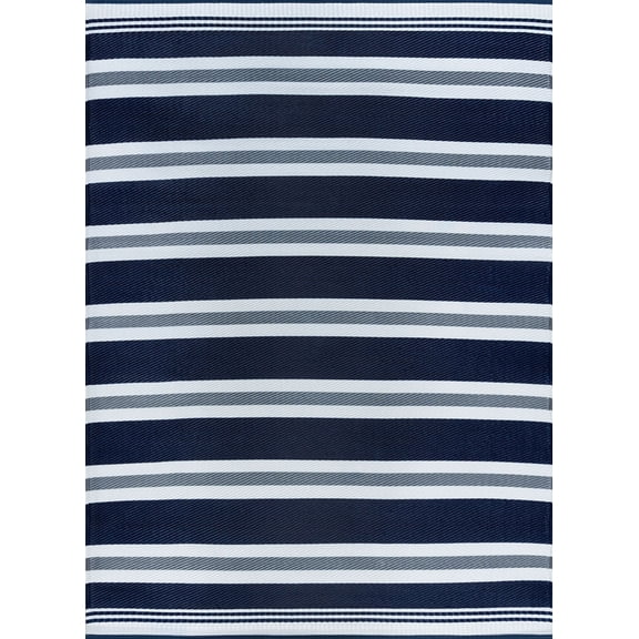 Tayse Sunset Area Rug SUN1302 Contemporary Navy Rows Bars 3' 9" x 5' 11" Rectangle
