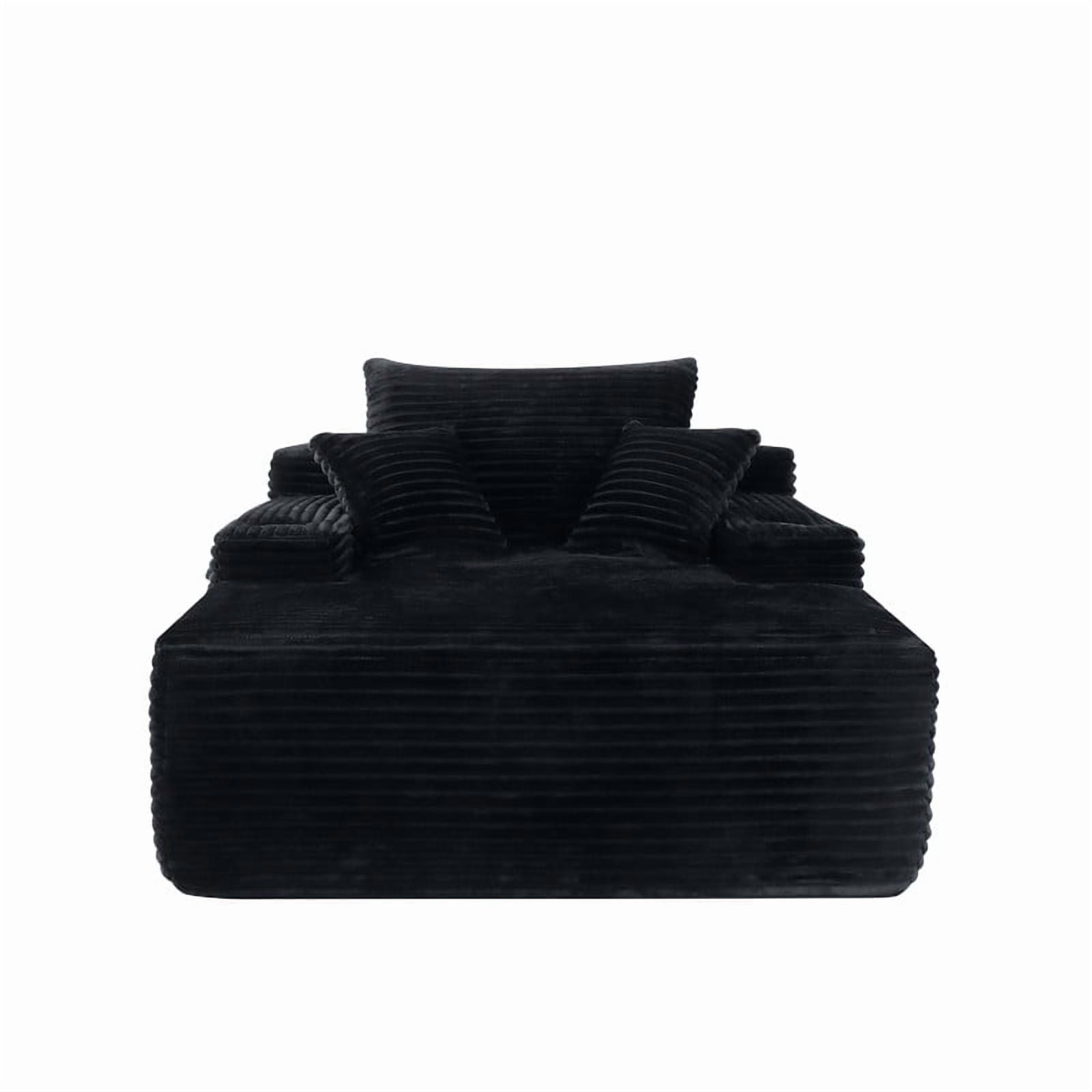 Oversized Chaise Lounge Chair with Cup Holders, Boneless Upholstere Sleeper Chair Deep Seat Sofa Bed Cloud Couch for Living Room, No Assembly Required