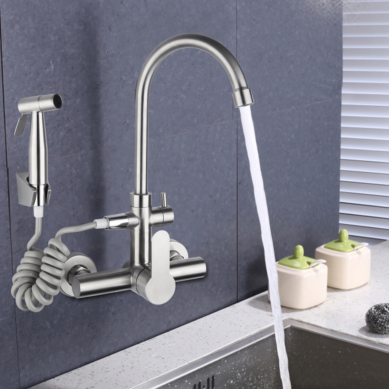 Bathroom Kitchen Tap Hot Cold Faucet Toilet Bidet Spray Douche Nozzle Wall Mixer