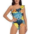 thumbnail image 2 of Yiaed Sunflowers Print Women One Piece Swimsuits Tummy Control One Shoulder Bathing Suits Pattern Ruffle Swimwear-XX-Large, 2 of 8