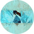 thumbnail image 1 of Ahgly Company Indoor Round Abstract Light Blue Modern Area Rugs, 4' Round, 1 of 4
