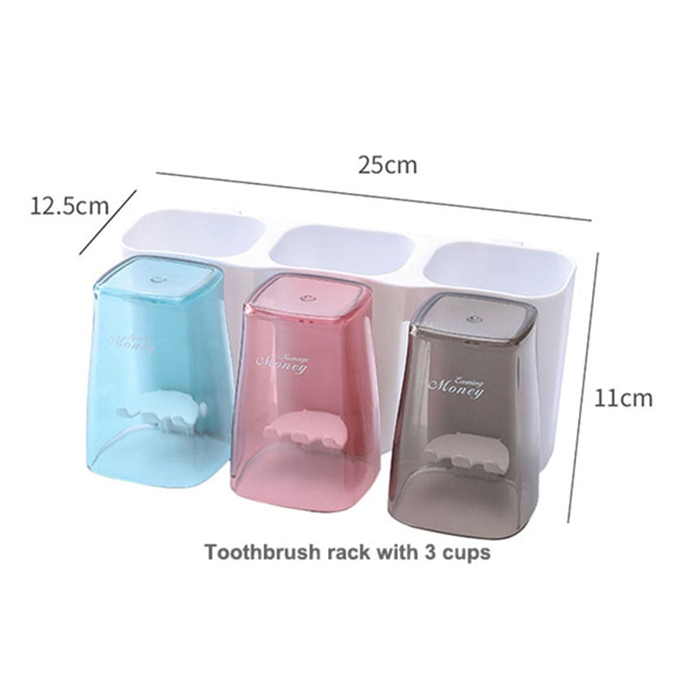 Wall Mounted Toothbrush Toiletries Holder with Cups & Toothpaste