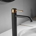 thumbnail image 4 of Grifo para lavabo de baño, grifo mezclador monomando, grifo para lavabo de baño, agua fría y caliente disponible, negro y dorado, 4 of 5