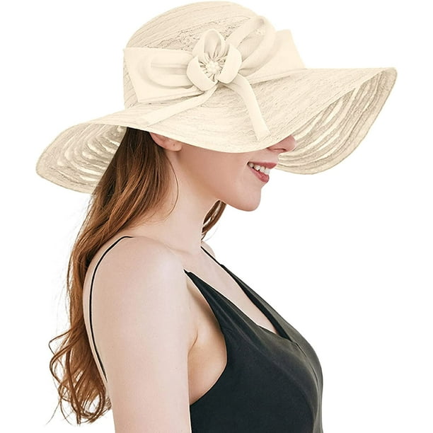 Sun Hats Women Womens Summer Dress Hat Wide Leaf Flower Bridal