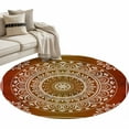 thumbnail image 2 of Orange Boho Round Area Rug 3 FT, Small Kitchen Bathroom Mat, Country Vintage Ethnic Abstract Geometric Washable Indoor Outdoor Throw Runner Carpet Doormat for Table Shower Sofa Entryway, 2 of 9