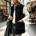 thumbnail image 2 of Staron Women's Sleeveless Vests for Women Casual Basic Collared Button Down Loose Fit Fall Winter Coat Jacket Vest, Black XL, 2 of 7
