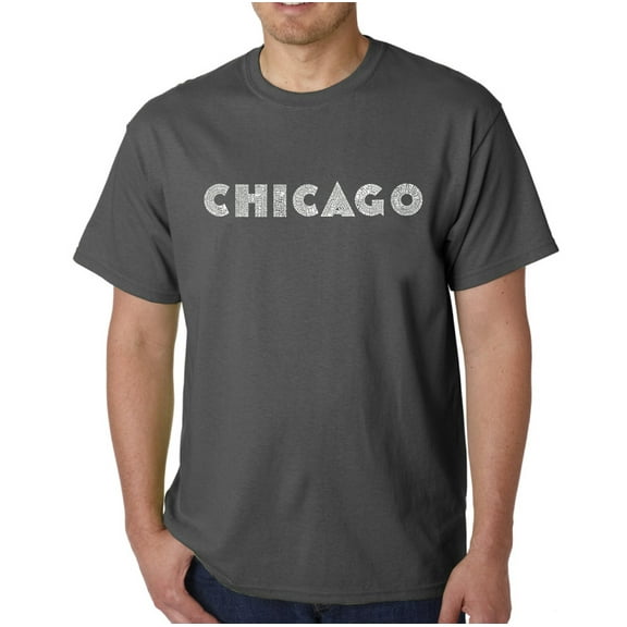 LA Pop Art Men's Word Art T-Shirt - CHICAGO NEIGHBORHOODS