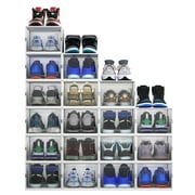DWVO 18Pcs Shoe Box Transparent Storage Stackable Sneaker Organizers Case L