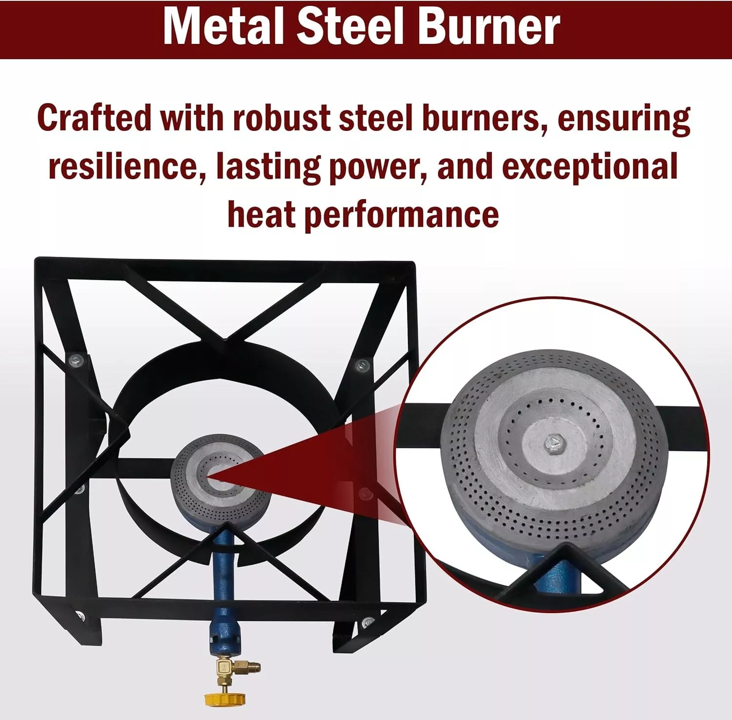 Sonret Single Burner Propane gas Stove - Square outdoor propane burner heavy duty - portable gas stove burner propane outdoor burner - with hose pipe, Adjustable 0-20Psi Regulator