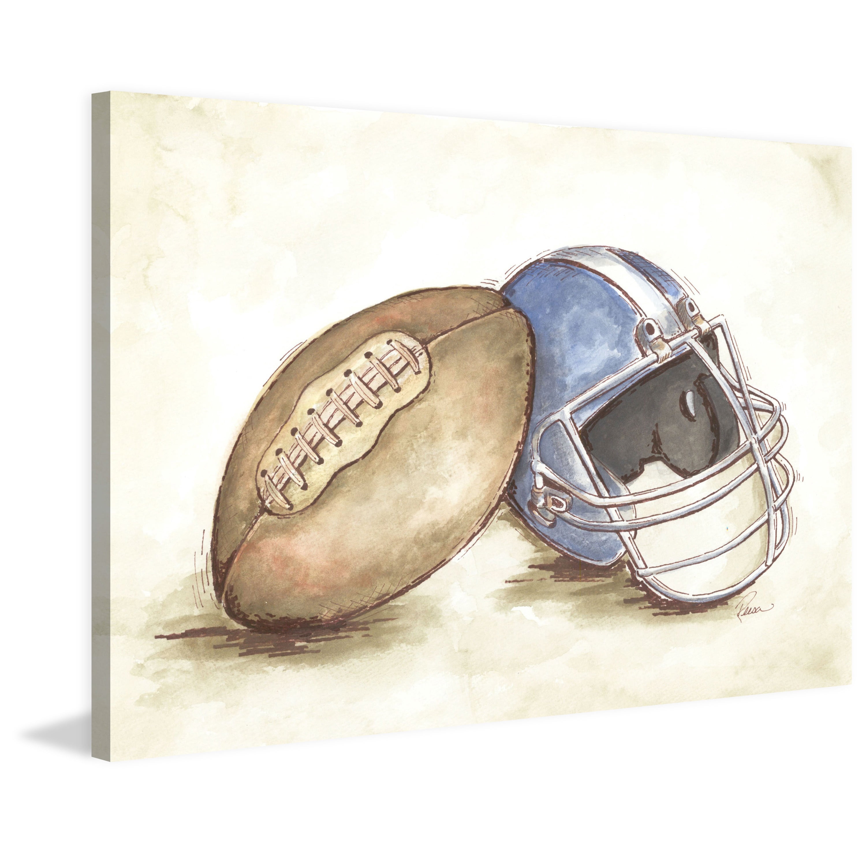 "Football Gear" by Reesa Qualia Painting Print on Wrapped Canvas