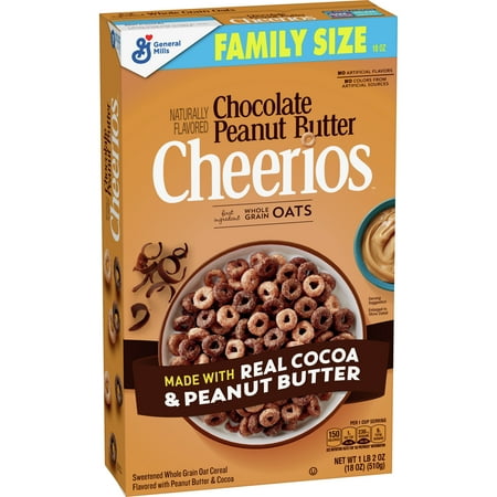 Chocolate Peanut Butter Cheerios Breakfast Cereal Family Size 18 OZ( expiration Des-25-24)