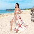 thumbnail image 6 of FORMRS Womens Long Sarong Beach Wrap Semi-Sheer Bikini Skirt Bathing Swimsuit Cover Up, Beige Starfish, 6 of 7