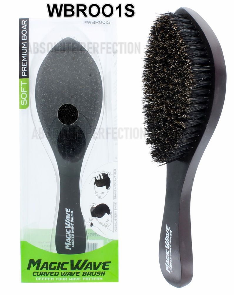 Black Ice Magic Wave 9.25'' Curved Wave Handle Barber Brush Soft