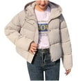 thumbnail image 2 of HAPIMO Women'S Hooded Puffer Jacket Winter Zip Up Quilted Coat Packable Lightweight Padded Jackets Pockets Beige L, 2 of 4
