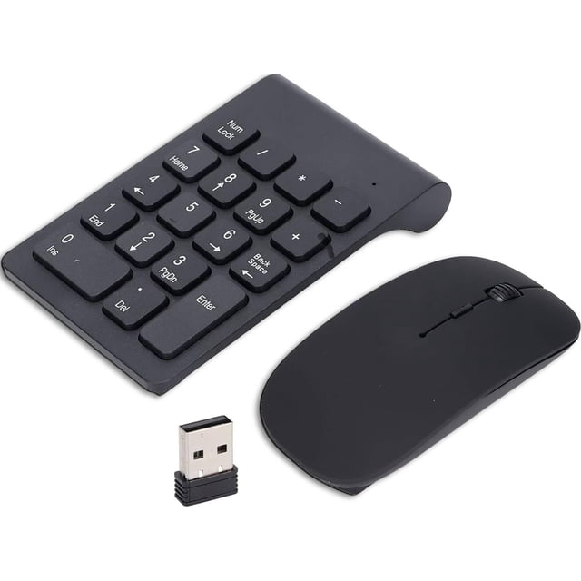 Wireless Numeric Keypad & Mouse Combo 18 Keyboard Keys USB Receiver Number Pad Keyboard Number Pad Plug and Play 24GHz Sensitive Technology 1200 DPI Mouse Combo for Laptop PC Desktop