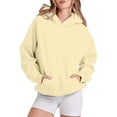 thumbnail image 3 of Beige Essentials Hoodie, Polyester Hoodies for Women, Women Fleece Loose Hoodie Sweatshirt Long Sleeve Pocket Drop Shoulder Pullovers Top L, 3 of 7