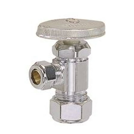 Angle Stop Valve - Brasscraft Angle Stop Valve 1/4 In. Nom (3/8 In. Od) Compression X 1/2 In. Od Compression, Chrome, Lead Free